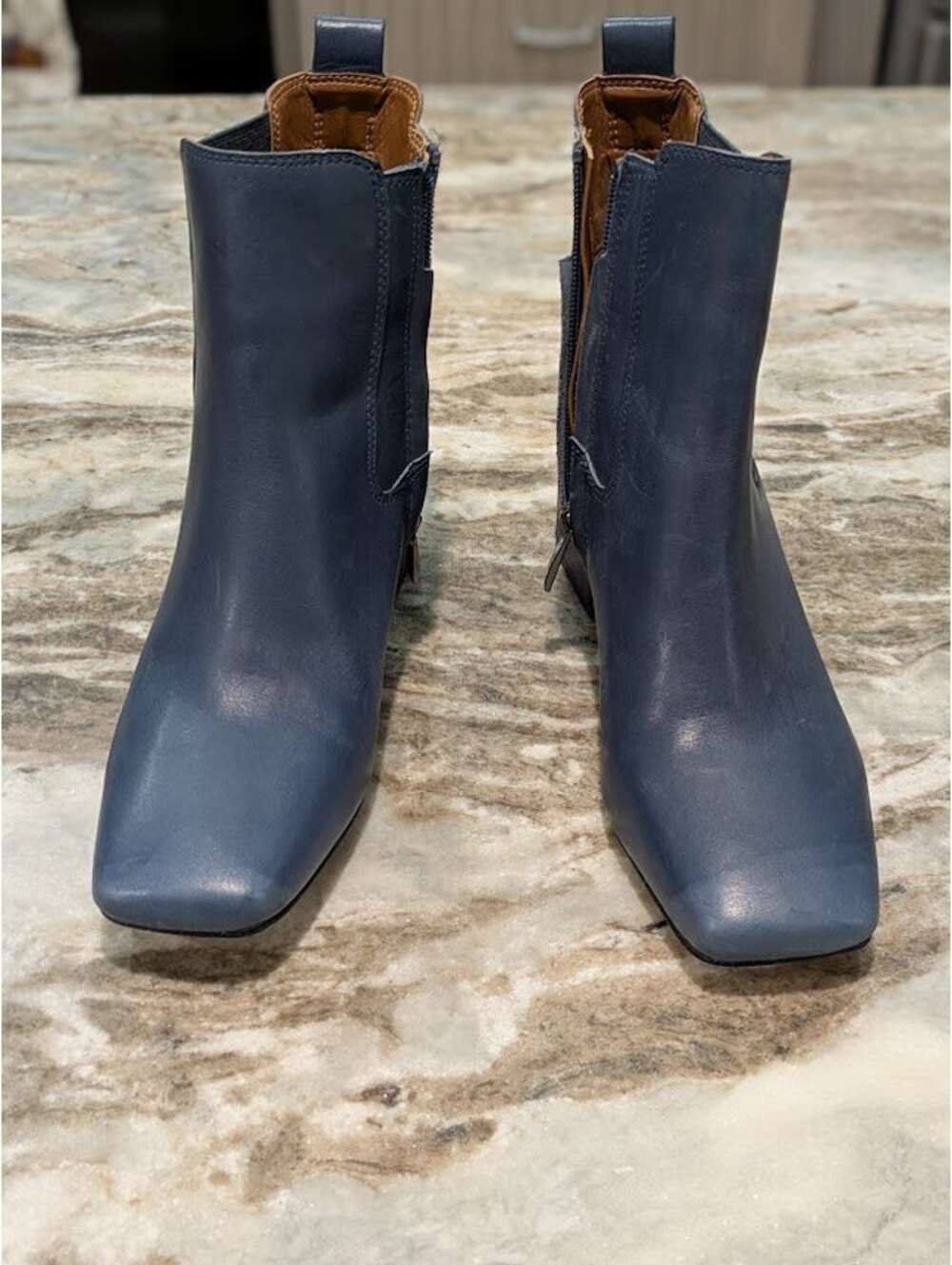 GUC Franco Sarto Blue Square‑Toe Ankle Boots Size 7 | Modern Shape |